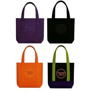 Lot Of 4 Limited Trader Joe's Mini‎ Halloween Canvas Tote Bag - New In Hand